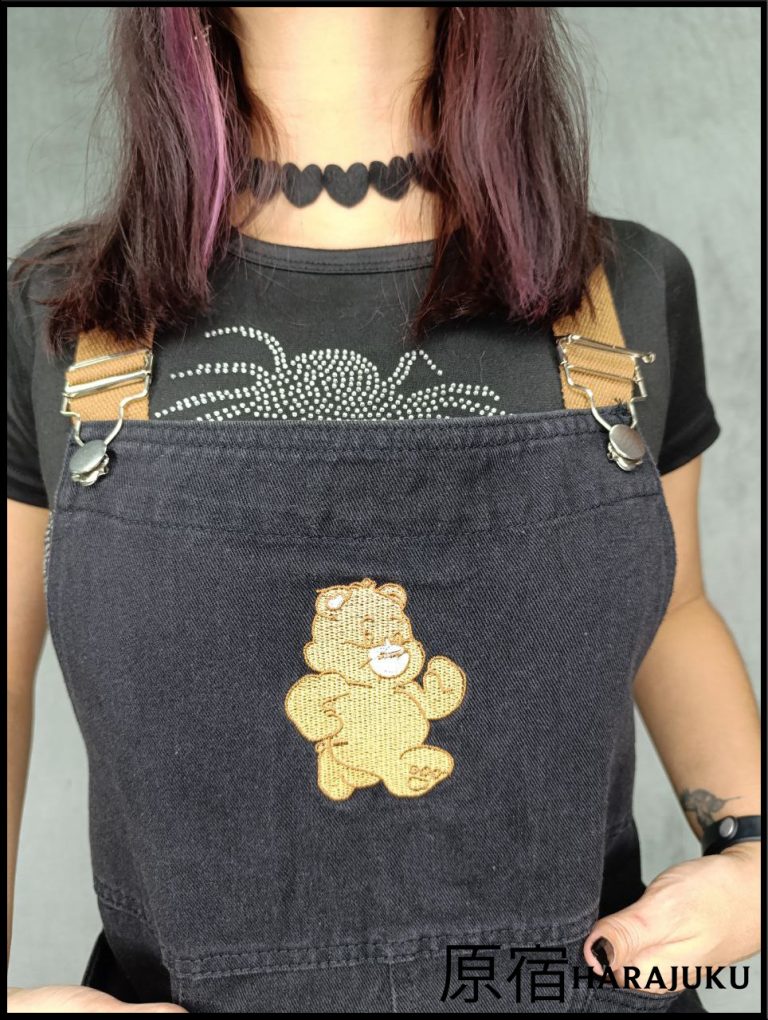 Overall jean negro de ositos