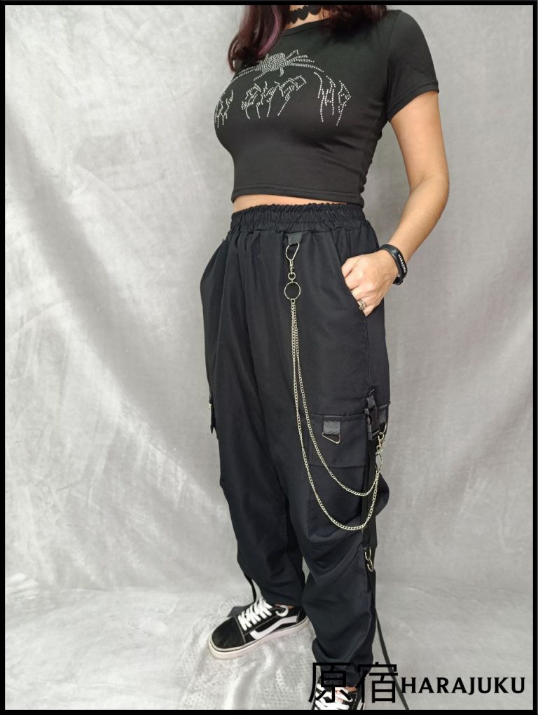 Cargo Jogger pants Baggy-con cadena- estilo Harajuku UNISEX