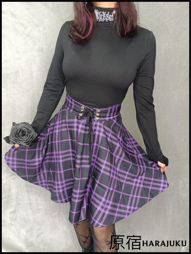 Falda a cuadros harajuku -estilo gotico- ajustable en la cintura